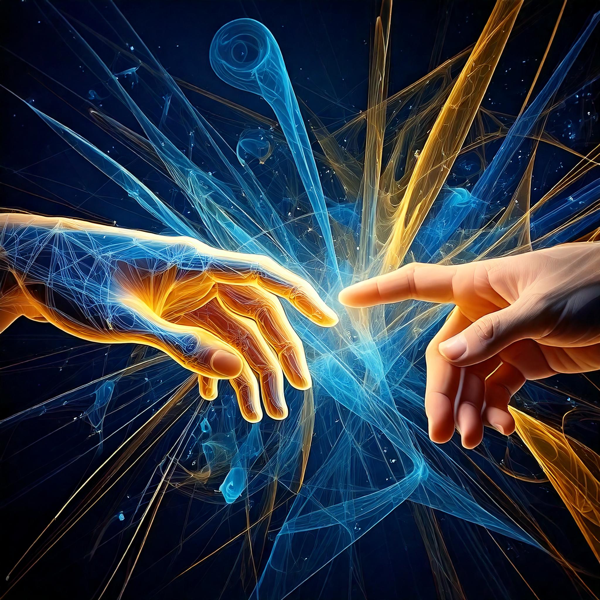 Image représentant deux mains qui se rejoignent (IA 2024)