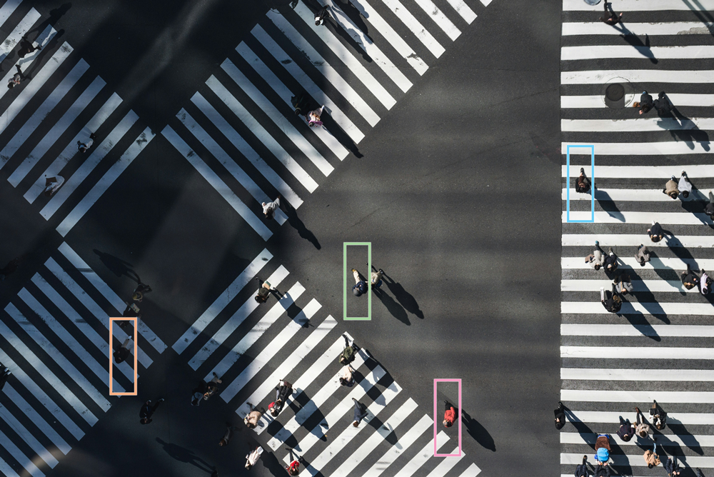 OCR, reconnaissance d'image avec des piétons sur un passage piéton